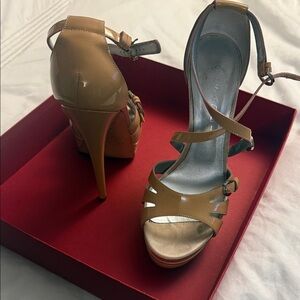 Casadei Tan Strappy Heels